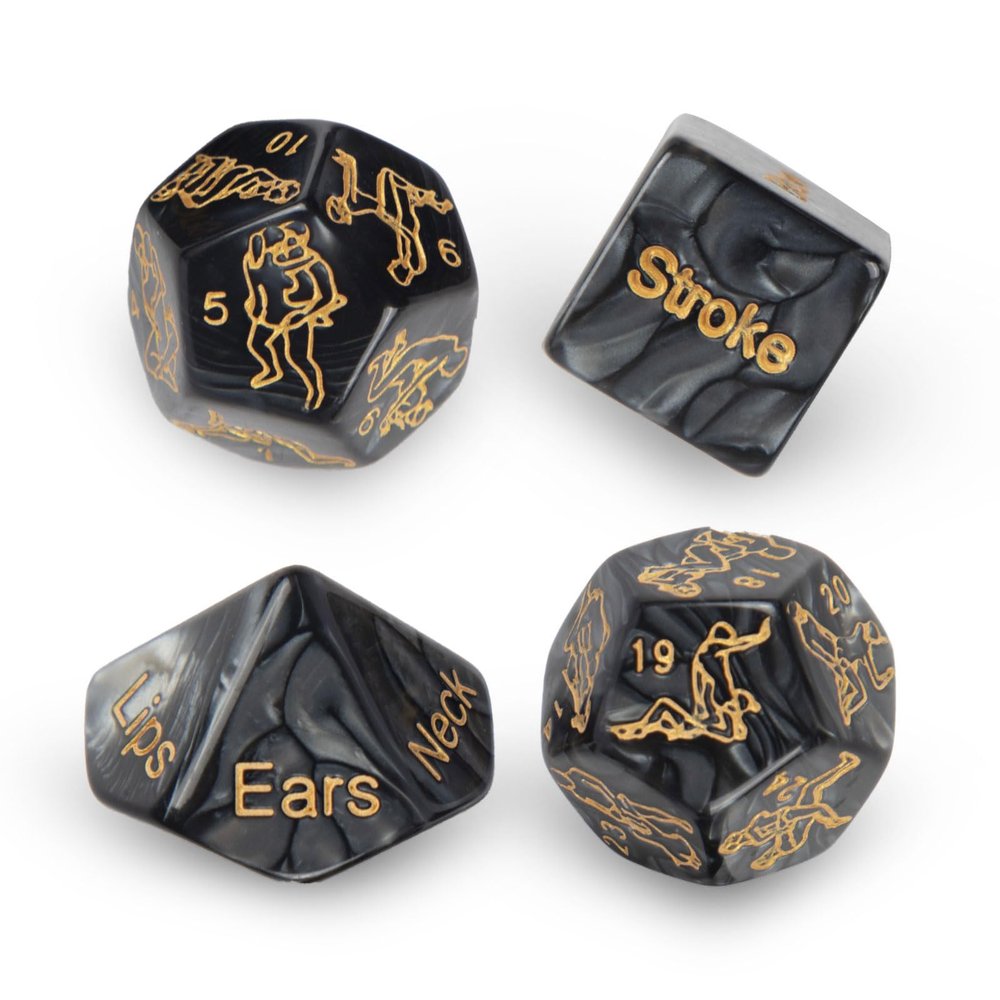 4Pcs Black Sex Dice Set for Couples Naughty Sex Dice for Couples Game Dice Games for Adults Party Bedroom Sweater JSD11