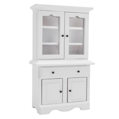 1:12 Scale Dollhouse Cabinet Openable Doors Black Puller Realistic Mini Bookshelf Miniature Cupboard