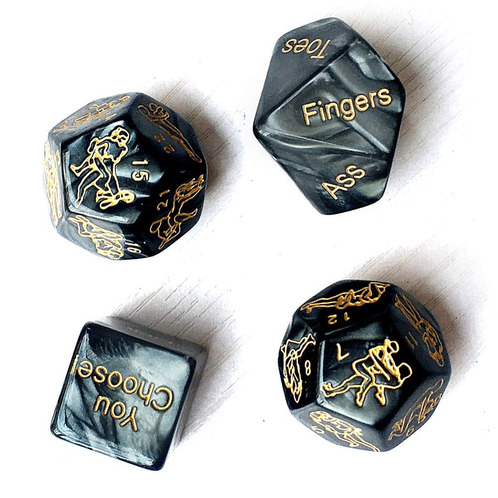 2025 Newly 4Pcs Black Sex Dice Set for Couples Naughty Sex Dice for Couples Game Dice Games for Adults Party Bedroom Sweater JSD10