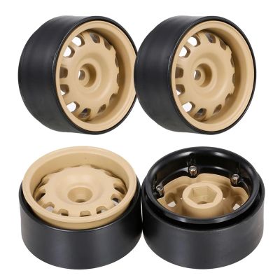4PCS 1.9" Beadlock Wheel Rims for 1/10 RC Crawler Car for Axial SCX10 II 90046 for Trxs TRX-4 for RedCat Gen8(Yellow)