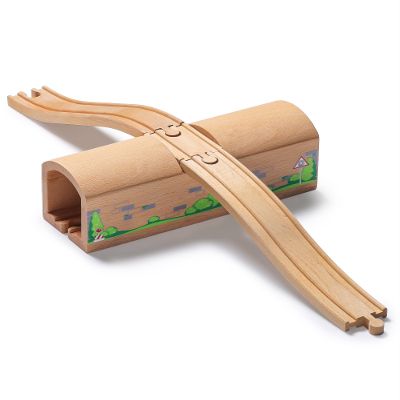 SainSmart Jr. Wooden Train Track Accessories Bridge Tunnel, Wooden Train Track Bridge Compatible with Thomas, Brio, Chuggington, Melissa and Doug, Made of Sturdy Hardwood for Long-Term Play
