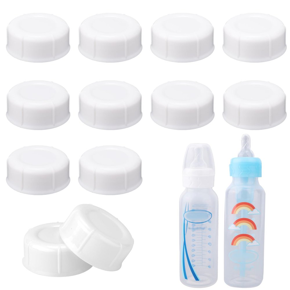 12pcs Travel Bottle Caps for Dr. Brown's & Medela Narrow Bottles, Leak-Proof BPA Free Bottle Caps with Sealing Gasket Bottle Lids Replacement Parts Ideal Bottle Accessories(White)