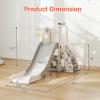 6 in 1 Indoor Slide for Toddler 1-3 Age - Freestanding Baby Slide, Outdoor Playground Kids Slider, Toddler Playset with Climber Slider, Basketball Hoop, Telescope, Storage Area and Hiding, White&Grey view 2