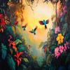 1000 Piece Adult Jigsaw Puzzle, Large Format Jigsaw Flower Design, Fluttering Birds, Spring Jigsaw Puzzle Pieces All fit Together, Personalised Gift view 1