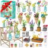 70 PCS Make It Miniature Brands Nature Garden Plants Set, Mini Botanical Collectibles, Tiny Paper Flower Bouquet DIY Craft Kit, with Wood Display Stand, Miniature Toy Gift for Kids and Adults view 1