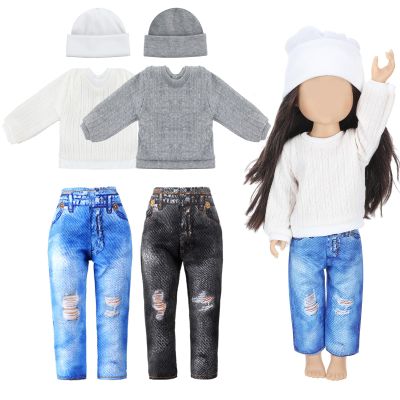 Bencailor 8 Pcs Winter Doll Clothes Winter Doll Accessories Include Sweater Pants Shoes Hat for Birthday Gift(Classic,18 Inch)