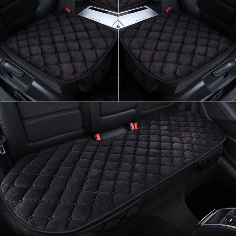 Car Seat Cushion for Ford Ranger 2019-2024, All Seasons Durable Car Seat Cushion Pad, Comfort Breathable Non-Slip Car Front and Rear Seat Protective Covers,A Black