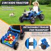 24V 7Ah Ride On Tractor w/Tiltable & Detachable Trailer, MOEYURO Kids Electric Vehicles Tractor w/400W Motors, Adjustable Seat, Remote Control, Bluetooth, Music, Power Tractor Wheels for Boys, Blue view 2