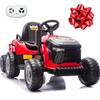24V 7Ah Ride On Tractor w/Tiltable & Detachable Trailer, MOEYURO Kids Electric Vehicles Tractor w/400W Motors, Adjustable Seat, Remote Control, Bluetooth, Music, Power Tractor Wheels for Boys, Red view 1