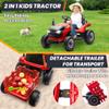 24V 7Ah Ride On Tractor w/Tiltable & Detachable Trailer, MOEYURO Kids Electric Vehicles Tractor w/400W Motors, Adjustable Seat, Remote Control, Bluetooth, Music, Power Tractor Wheels for Boys, Red view 2