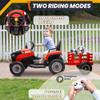 24V 7Ah Ride On Tractor w/Tiltable & Detachable Trailer, MOEYURO Kids Electric Vehicles Tractor w/400W Motors, Adjustable Seat, Remote Control, Bluetooth, Music, Power Tractor Wheels for Boys, Red view 4