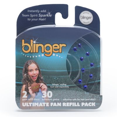 blinger Ultimate Fan Refill Pack of 30 Dazzling Hair-Safe Gems - Navy Blue as seen on Shark Tank | Hair-Safe Bedazzler Gem Stamper for all the Sports Lovers | Fun Gift, Game Days, Sports