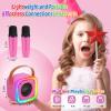 Mini Karaoke Machine for Kids, Girl Toys Gifts, Kids Karaoke Wireless Microphone for 4,5,6,7,8,9,10,11,12 Years Old Boys and Girls Christmas Party Gifts Toys (Rose Color) view 2