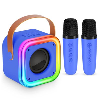 Mini Karaoke Machine for Kids, Girl Toys Gifts, Kids Karaoke Wireless Microphone for 4,5,6,7,8,9,10,11,12 Years Old Boys and Girls Christmas Party Gifts Toys (Dark Blue)