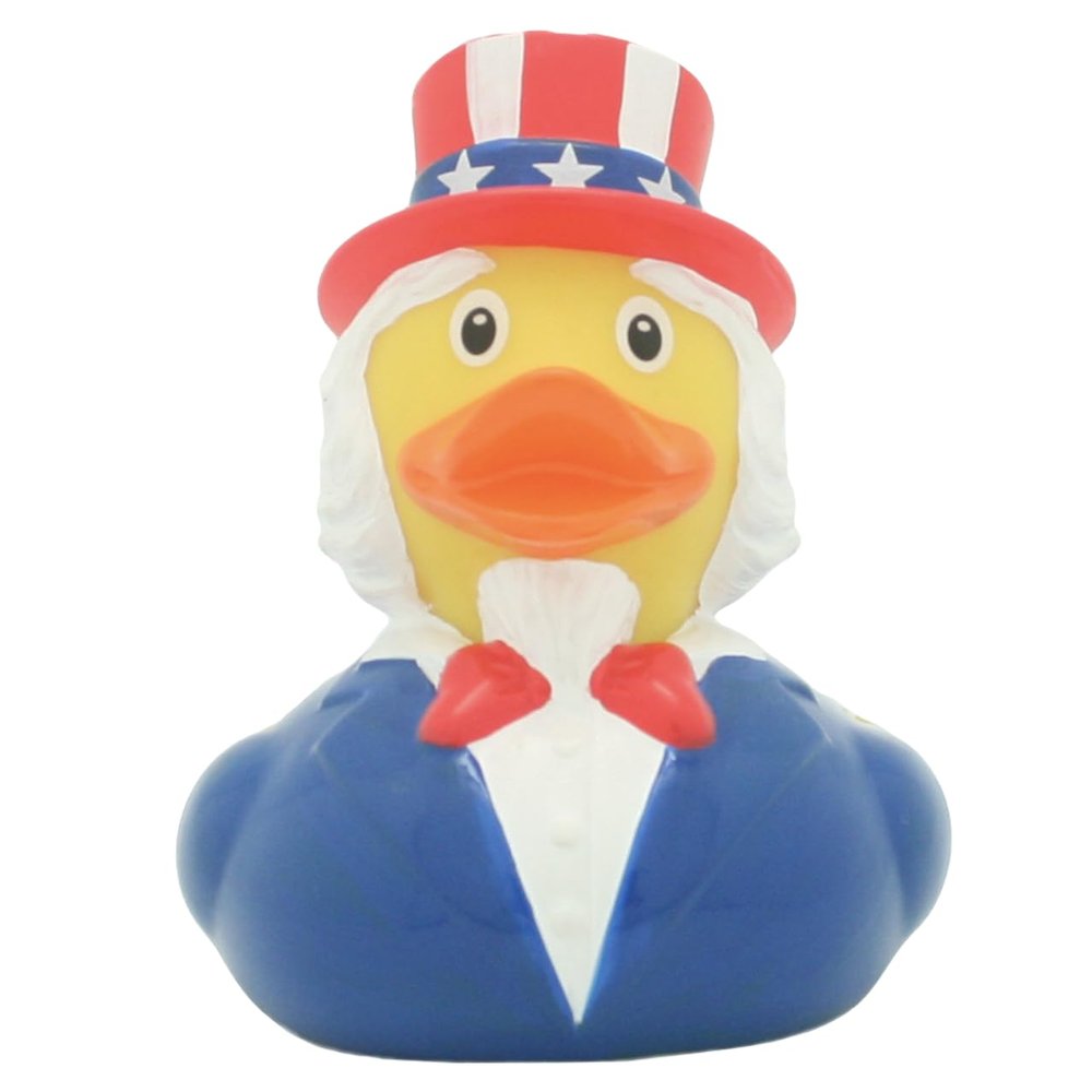 Patriotic Rubber Duck Bath Toy, Stars and Stripes Design, Red White Blue, 3 inches