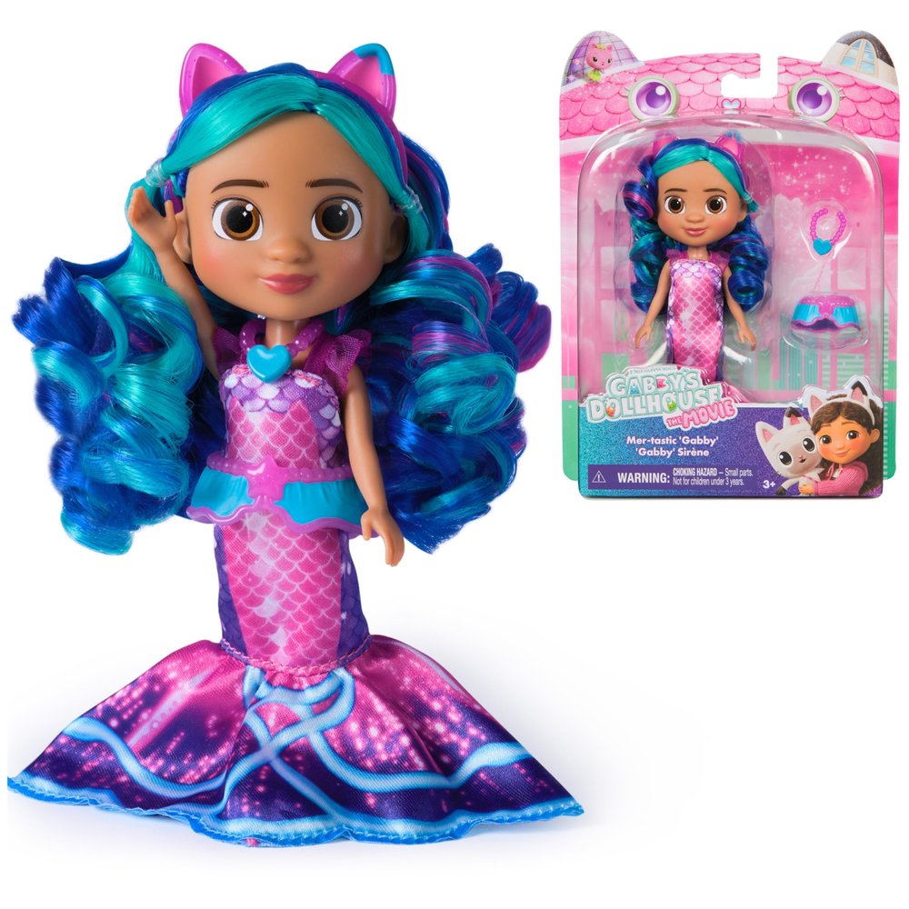 DreamWorks GABBY'S Dollhouse The Movie, Mer-Tastic Gabby Doll, with Mermaid Themed Doll Clothes & Doll Accessories, Kids Toys for Girls & Boys Ages 3 and Up