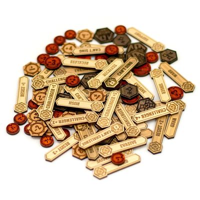 90+ Pieces | Illumineer's Token Set | Cut From Solid Cherry, Maple, Padauk, and Walnut, Counters Compatible with Lorcana TCG