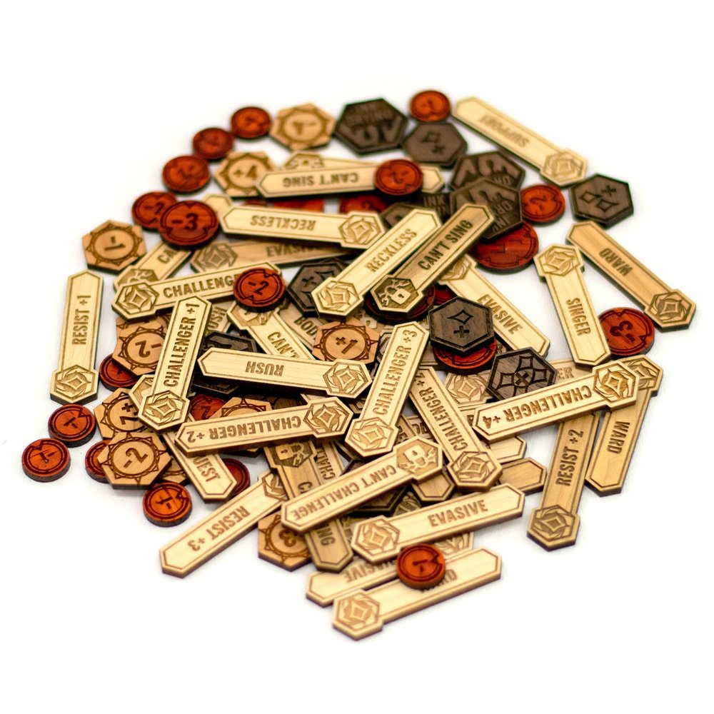 90+ Pieces | Illumineer's Token Set | Cut From Solid Cherry, Maple, Padauk, and Walnut, Counters Compatible with Lorcana TCG