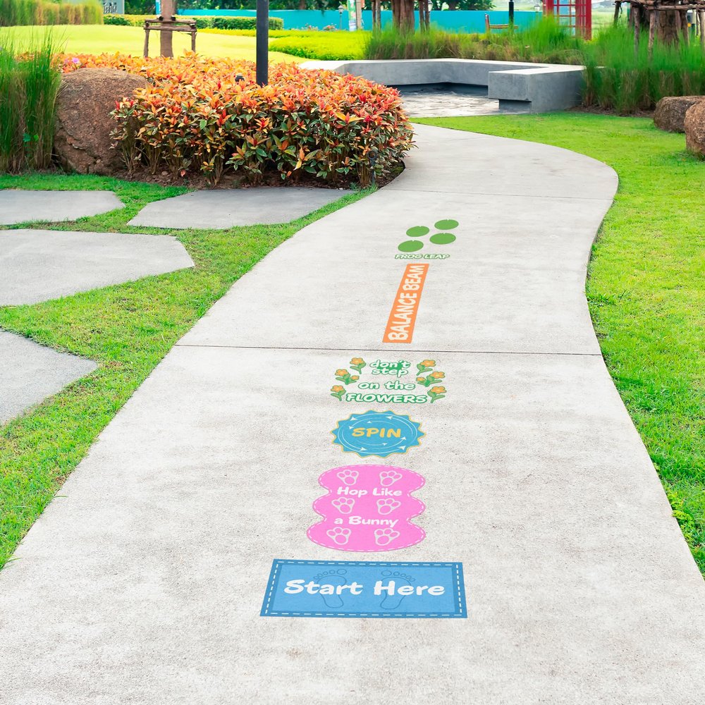 Kids Obstacle Course Sensory Path Indoor/Outdoor Activity Removable Peel and Stick Floor Decals