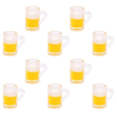 10 Pieces 1:12 Dollhouse Beer Mug Model Miniature Bar Beer Cup Toy Decoration Accessories (Hexagonal cup with foam)