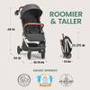Bombi Bbee V2 Lightweight Baby Stroller - Premium Vegan Leather, One-Hand Fold, Infinite Recline, Aircraft-Grade Aluminum Frame, XXL Canopy, and Ample Storage Umbrella Stroller - Midnight Black view 2
