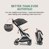 Bombi Bbee V2 Lightweight Baby Stroller - Premium Vegan Leather, One-Hand Fold, Infinite Recline, Aircraft-Grade Aluminum Frame, XXL Canopy, and Ample Storage Umbrella Stroller - Midnight Black view 3