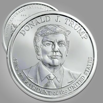 1 oz silver Trump 45 & 47 Presidential Medal Portrait in capsule