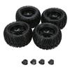 125mm Rubber 1/10 RC Tires And Wheel Rims Set Of 4 With 12mm Hex And 4mm Lock Nuts Compatible With Various Models(DLT005) view 1