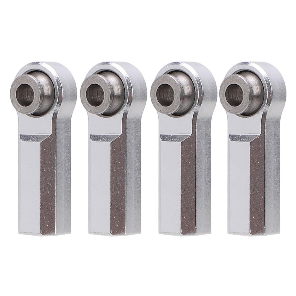 4PCS Alloy 7.0mm Diameter M4 Thread Straight Link Rod End, RC Car Metal Ball Joint, Clockwise Thread Tie Rod End Ball Holder Link, Link Linkage Rod End for 1/10 Model Car (Silver)