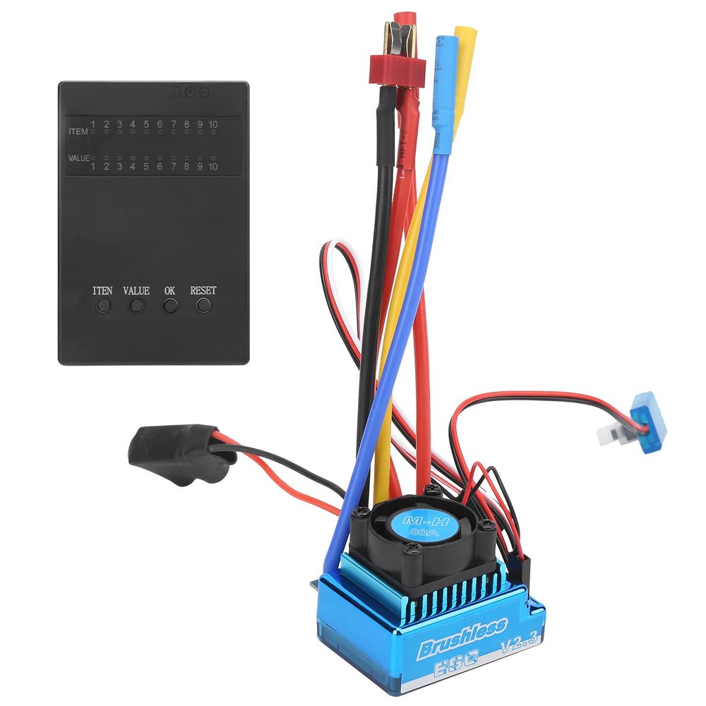 80A Brushless ESC Programmer Card Kit Lightweight for 1/10 1/12 Electric Speed Controller RC Motor Blue