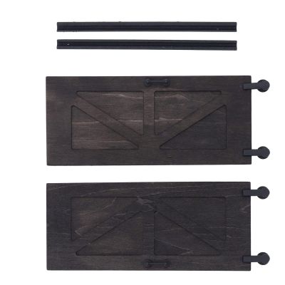1:12 Scale Miniature Dollhouse Barn Doors, Birch Wood, 7.5 x 3.1 Inches, 2-Pack with Push Rods, Interior Decor Accessory