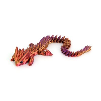 HiesDeosn 3D Printed Spiky Dragon Fidget, 11.8 Inches Articulated Spikes Dragons Fun Desk Decoration, ADHD 3-d Print Animals, Iridescent Brown