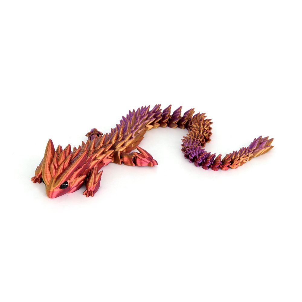 HiesDeosn 3D Printed Spiky Dragon Fidget, 11.8 Inches Articulated Spikes Dragons Fun Desk Decoration, ADHD 3-d Print Animals, Iridescent Brown