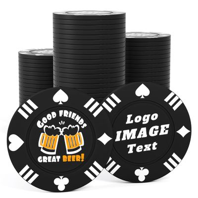 100 Custom Poker Chips, 40MM Custom Drink Tokens Personalized Logo, Image and Text, Double Side UV Full Color Printing Custom Drink Chips for Bar, Party, Business Cards, Company Logo and Promotions