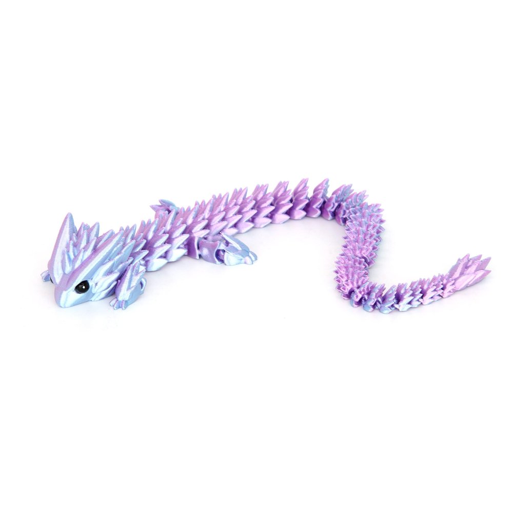 3D Printed Spiky Dragon Fidget, 11.8 Inches Articulated Spikes Dragons Fun Desk Decoration, ADHD 3-d Print Animals, Dreamy Blue