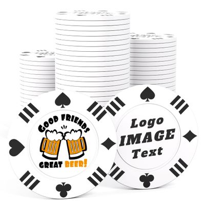 100 Custom Poker Chips, 40MM Custom Drink Tokens Personalized Logo, Image and Text, Double Side UV Full Color Printing Custom Drink Chips for Bar, Party, Business Cards, Company Logo and Promotions
