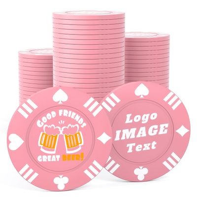 100 Custom Poker Chips, 40MM Custom Drink Tokens Personalized Logo, Image and Text, Double Side UV Full Color Printing Custom Drink Chips for Bar, Party, Business Cards, Company Logo and Promotions