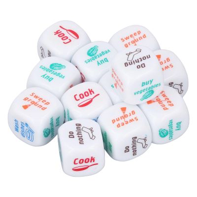 12pcs Housework Dice, Fun Decision Making Tool with Vibrant Colors, Acrylic Material, Ideal for Couples and Families to Share Chores