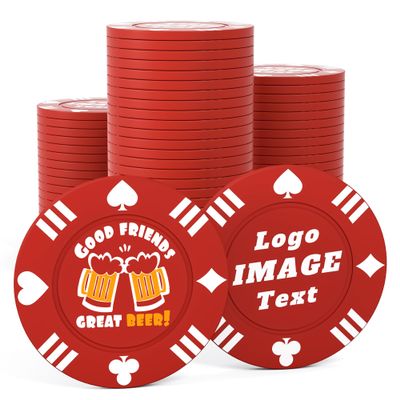 100 Custom Poker Chips, 40MM Custom Drink Tokens Personalized Logo, Image and Text, Double Side UV Full Color Printing Custom Drink Chips for Bar, Party, Business Cards, Company Logo and Promotions