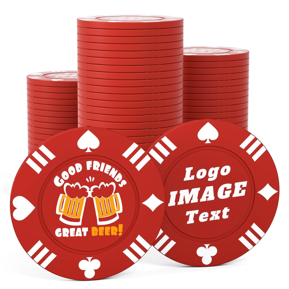 100 Custom Poker Chips, 40MM Custom Drink Tokens Personalized Logo, Image and Text, Double Side UV Full Color Printing Custom Drink Chips for Bar, Party, Business Cards, Company Logo and Promotions