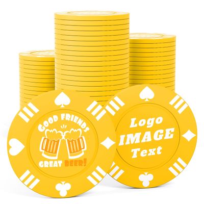 100 Custom Poker Chips, 40MM Custom Drink Tokens Personalized Logo, Image and Text, Double Side UV Full Color Printing Custom Drink Chips for Bar, Party, Business Cards, Company Logo and Promotions