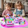 Pink Train Sets for Toddlers|Musical Electric Train Toys with DIY Ice Cream Truck 3D Foam Puzzles Party Scene Building Kit & Dolls for Girls Boys 3-5 Years Old Parent-Child Interaction Birthday Gift view 2