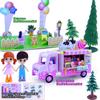 Pink Train Sets for Toddlers|Musical Electric Train Toys with DIY Ice Cream Truck 3D Foam Puzzles Party Scene Building Kit & Dolls for Girls Boys 3-5 Years Old Parent-Child Interaction Birthday Gift view 4