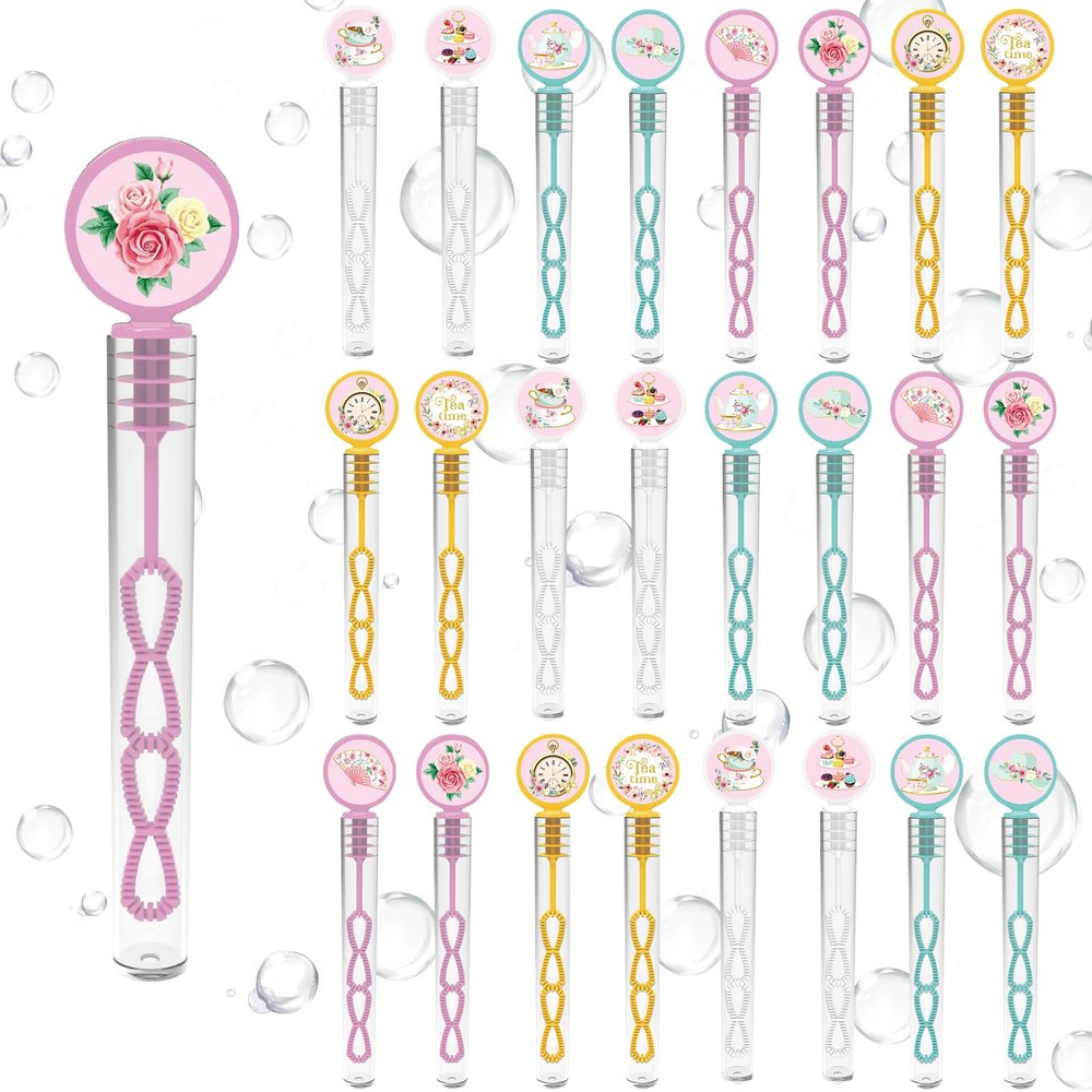 24 Pcs Teapots Party Bubble Wands,8 Designs Bubbles Stick Bulk for Daily Activity Use Teapots Celebration Birthday Shower Bubbles Party Supplies