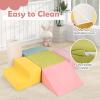 Costzon Toddler Climbing Toys Indoor, 6 Pieces Foam Climbing Blocks for Baby Inside with Skin-Friendly Chenille Fabric, 30D High-Density Foam & Carrying Handles, Soft Play Climbing for Toddlers (Pink) view 4
