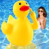 Hungdao 4 Feet Giant Inflatable Duck Huge Funny Rubber Duck Large Blow up Duck Inflatable Duck Pool Float for Summer Beach Swimming Pool Party Decoration(Joy Funny) view 1