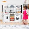 Arlopu Corner Kids Play Kitchen, Range Hood w/Light & Sound, Interactive Kitchenette, Wooden Pretend Playset Toy, w/Realistic Washer, Ice Maker, Stove, Cutting Board, Girls Ages 3+ (White) view 2