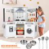 Arlopu Corner Kids Play Kitchen, Range Hood w/Light & Sound, Interactive Kitchenette, Wooden Pretend Playset Toy, w/Realistic Washer, Ice Maker, Stove, Cutting Board, Girls Ages 3+ (White) view 3