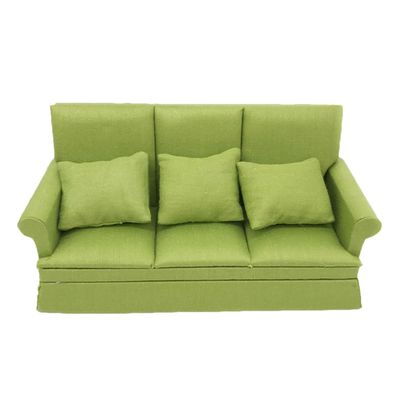 Abaodam 1set Miniature Dollhouse Sofa Scale Tiny Couch with Pillows Birch Living Room Furniture for Dollhouse Decoration Cozy Bedroom Accessory