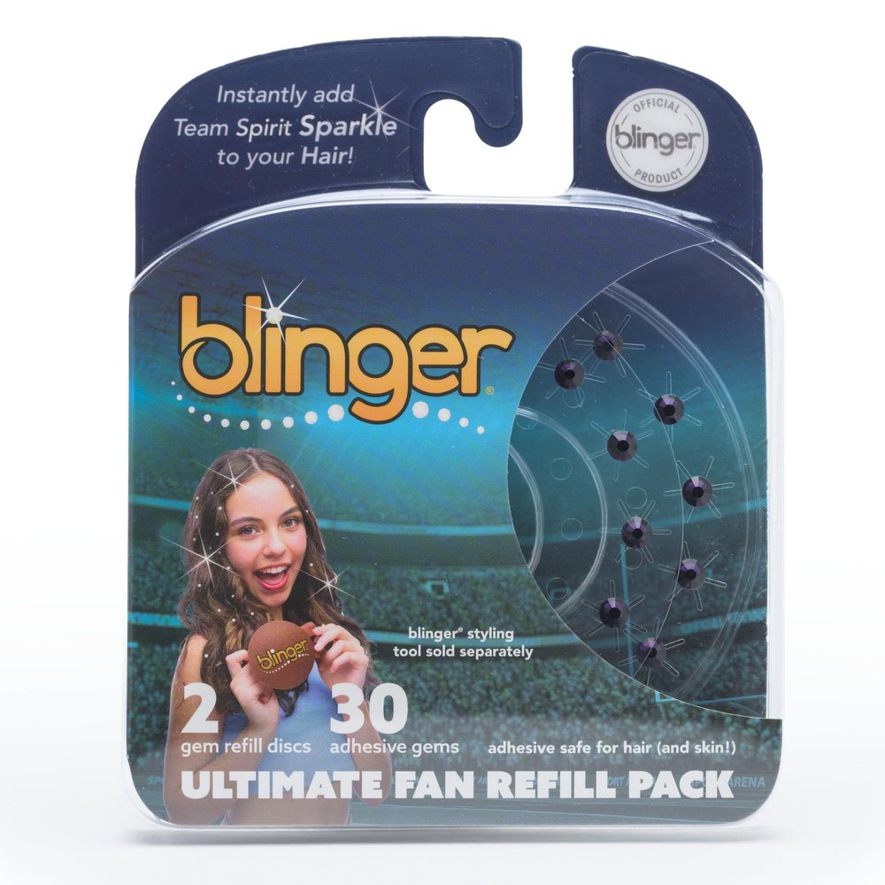 blinger Ultimate Fan Refill Pack of 30 Dazzling Hair-Safe Gems -Purple as seen on Shark Tank | Hair-Safe Bedazzler Gem Stamper for all the Sports Lovers | Fun Gift, Game Days, Sports